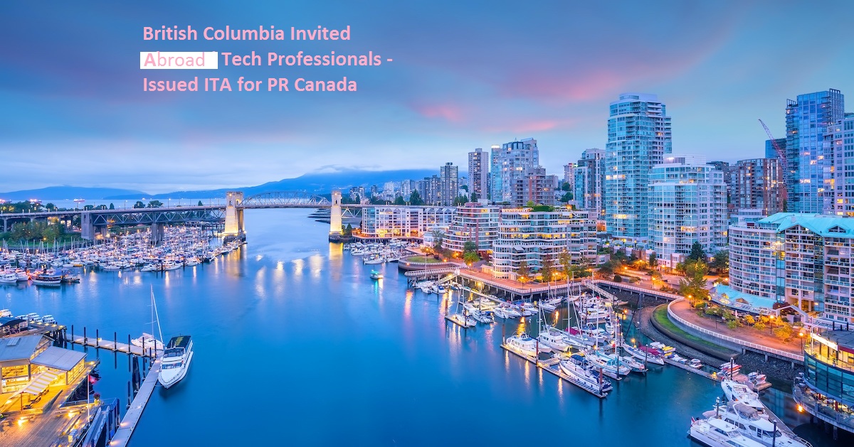 Canadas BC Province Conducted 5th Tech Draw- Issued Invitations To Apply for PR