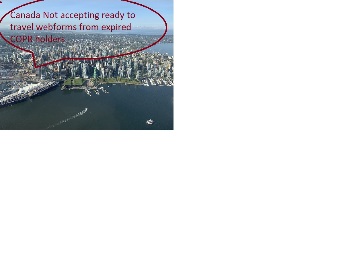 How The Expired COPR Holders Will Travel To Canada?